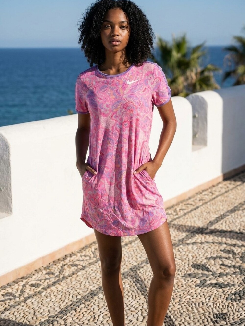 Nike Girls' Pink & Purple Patterned Athletic Dress